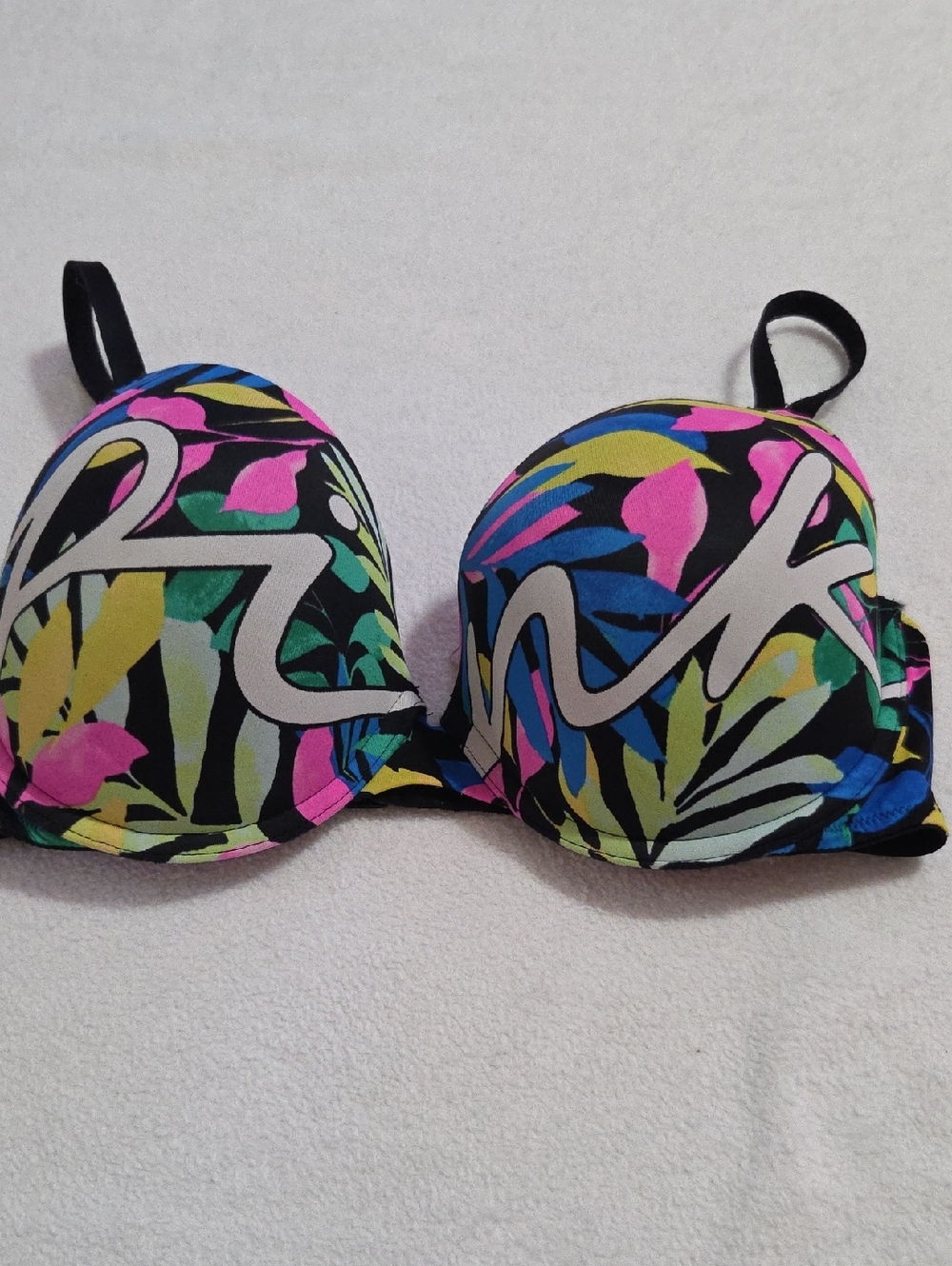 PINK Victoria's Secret Multicolor Floral Logo Push-Up Bra